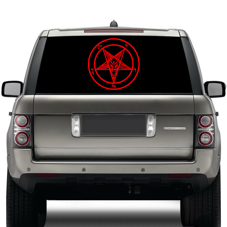 Pentagram Die Cut Vinyl Sticker – Occult Baphomet Car Decal Satanic Satan Skull