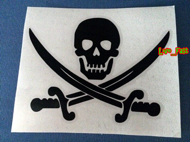 JOLLY ROGER PIRATE SKULL FLAG STICKER DECAL VINYL SALT LIFE BEACH BUM SAIL BOAT