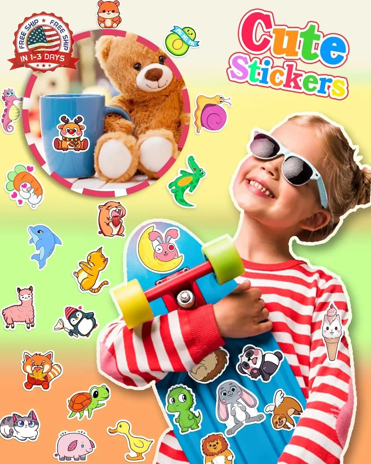 Stickers for Kids, 600Pcs Cute Water Bottle Stickers for Teens, Vinyl Waterproof