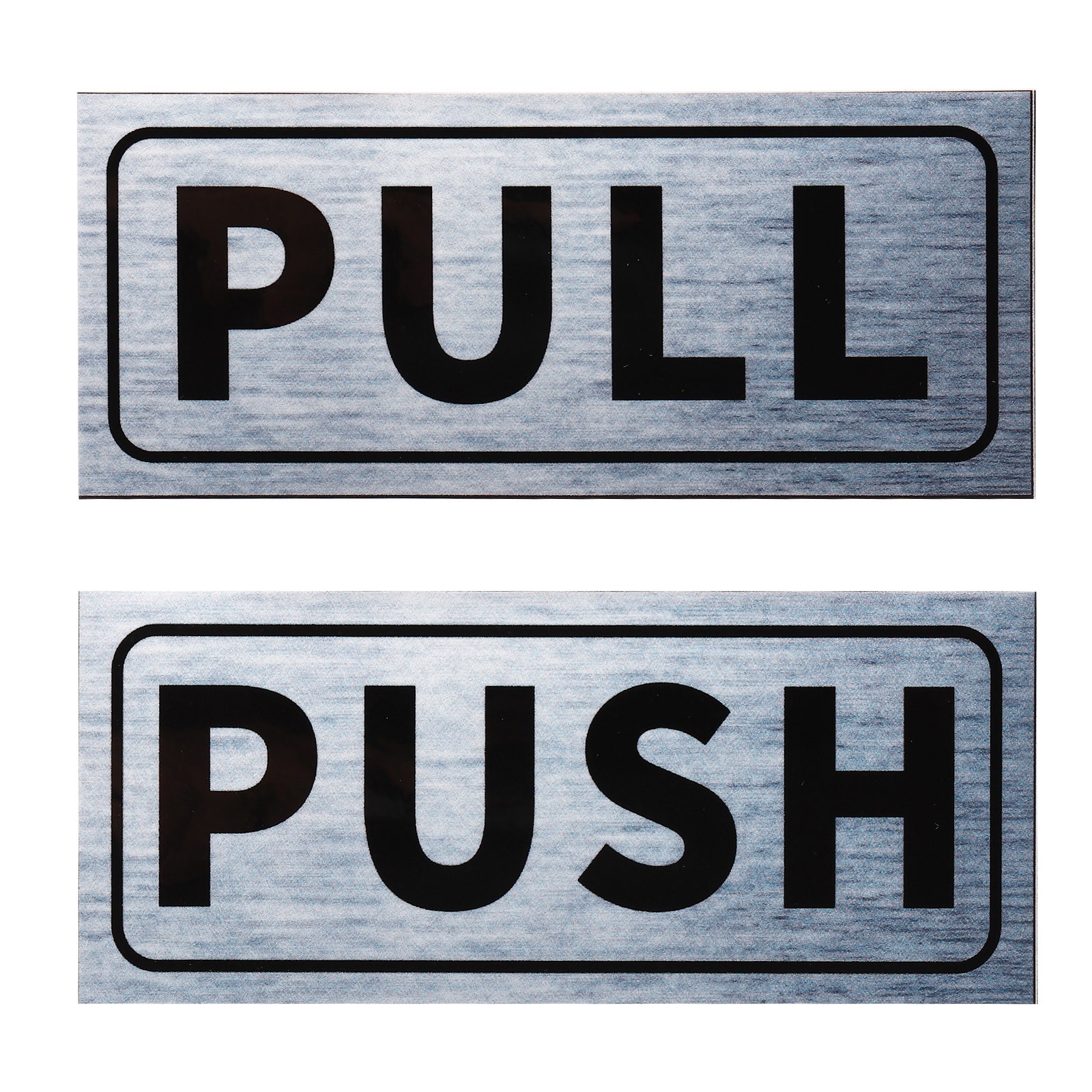 1Set Push Pull Door Sign 2"x5" Adhesive Horizontal Pull Push Sticker Silver