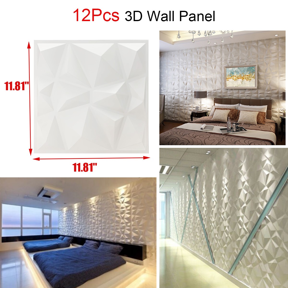 3D Wall Panels Brick Wallpaper Decorative PVC Plastic Cladding 30*30cm 12pcs US