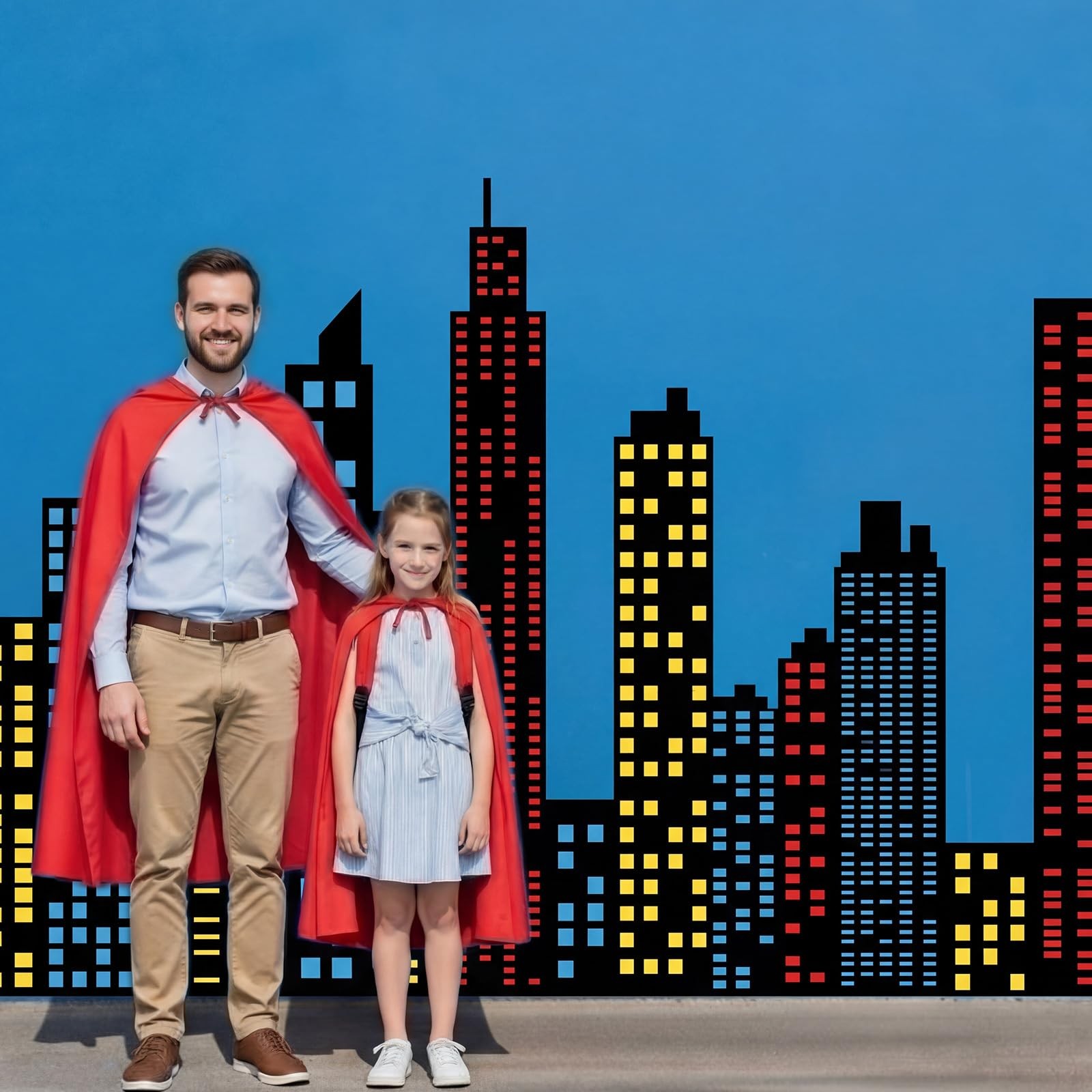 Breling Large Hero Theme City Skyline Wall Decals 12.6 inches, Multi Color