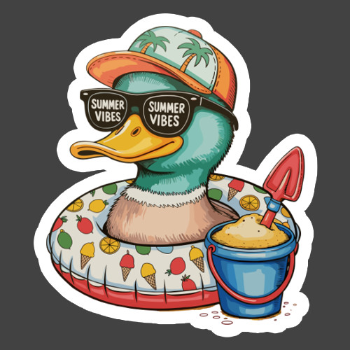 Duck Sticker Vinyl Decal Summer Vibes Beach Pool Float Vacation Funny Cute