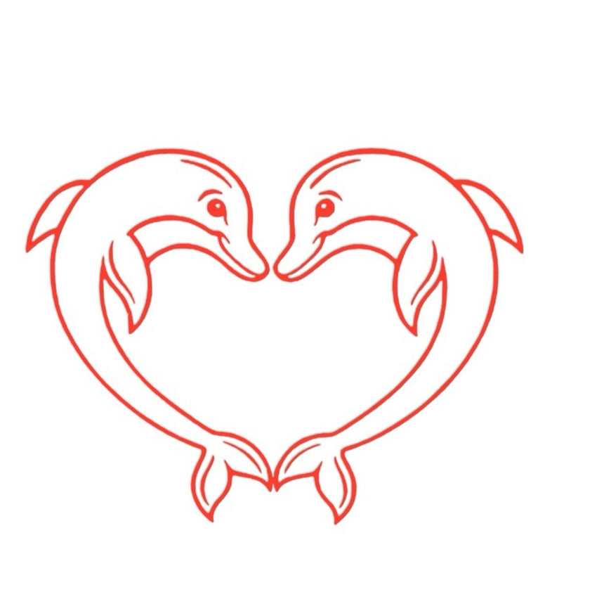 Dolphin love heart Decal for car Windows Laptops most Smooth Surfaces