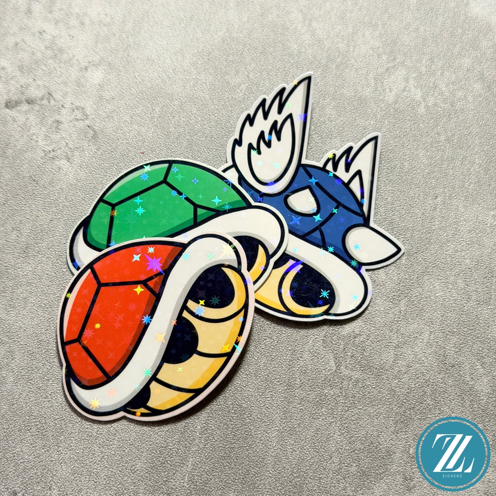 Super Mario Kart Blue First Player Shell Sticker, Holographic