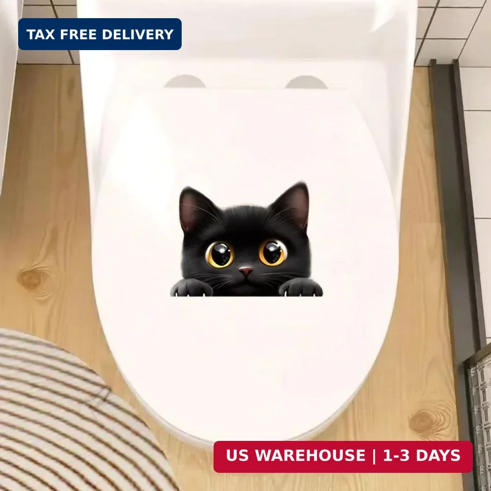 Black Cat Car Stickers 2-Pack – Removable Waterproof Vinyl Decals for Laptop Car
