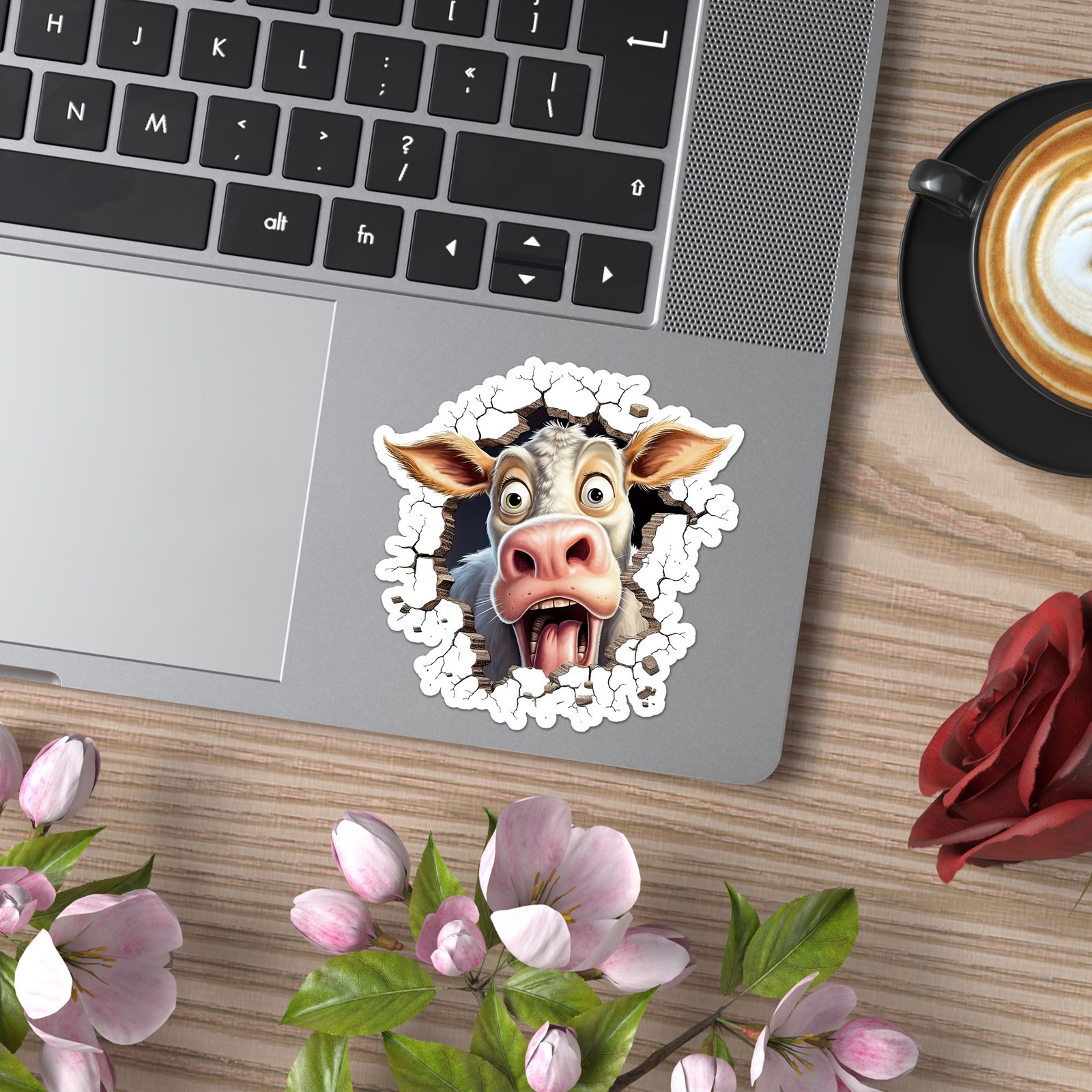 Cow Broken Wall – Vinyl Decal Sticker – Car Window Laptop – ebn9263