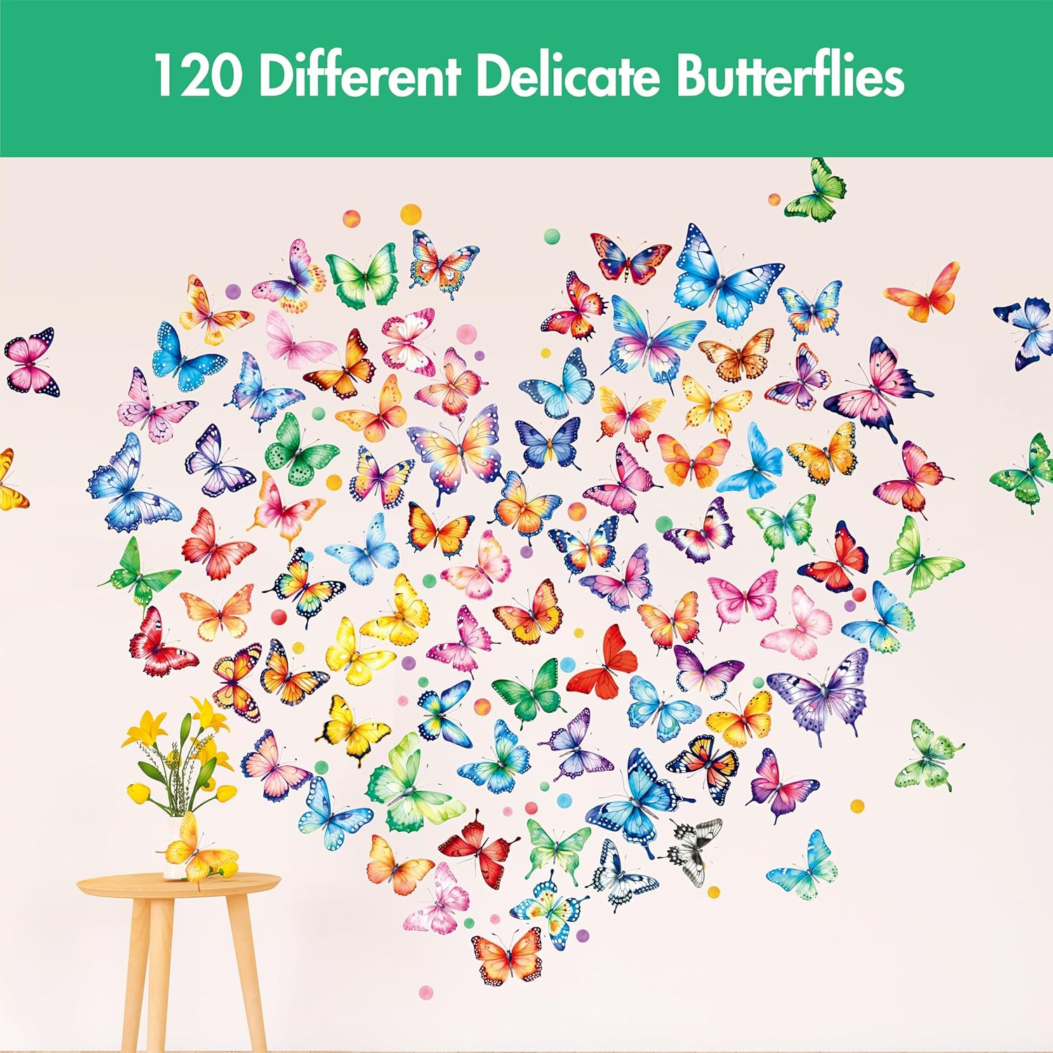 230+ PCS Large Butterfly Wall Decals, Self-Adhesive Vinyl Butterfly & Dot Sticke