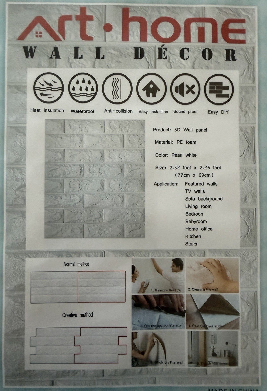 White 3D Foam Wall Panels Peel and Stick Brick Wallpaper 10 Pack 59 Sq Ft