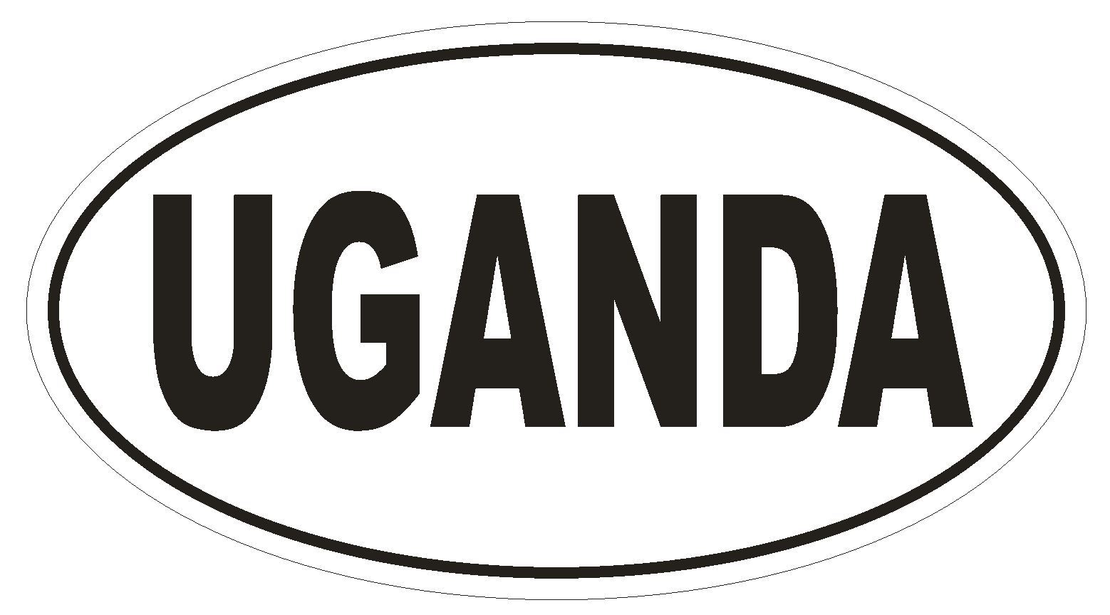 Uganda Oval Bumper Sticker or Helmet Sticker D2277 Euro Oval Country Code