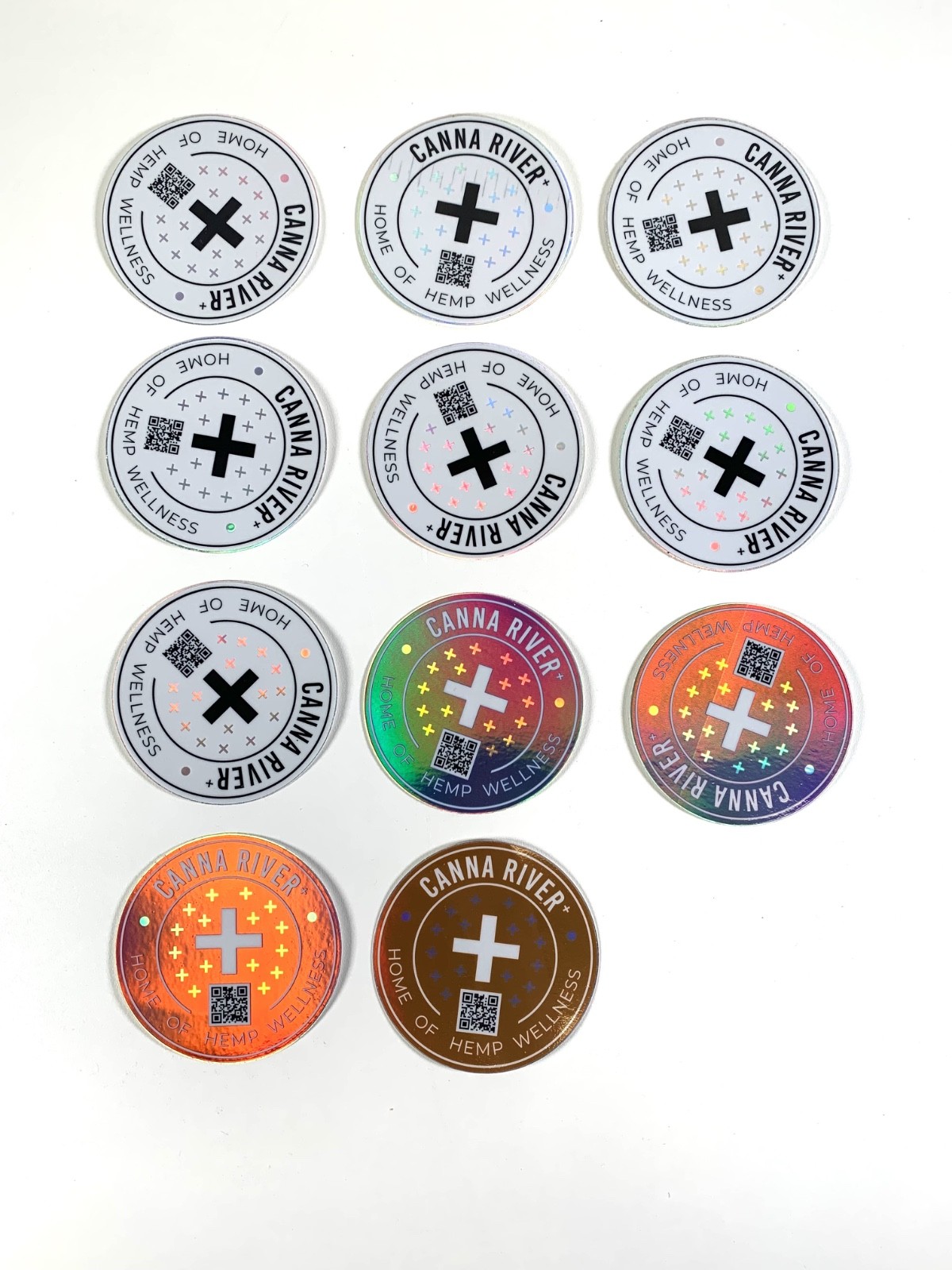 Lot of 11 Holographic Hemp Wellness Stickers Hippie Psychedelic Vibe Canna River