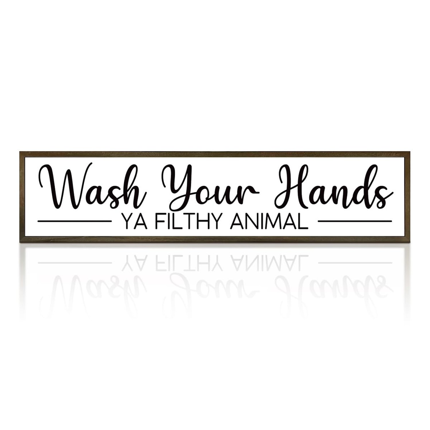 Rustic Classic Pine Wooden Sign, 'Wash Your Hands Ya Filthy Animal', Humorous…