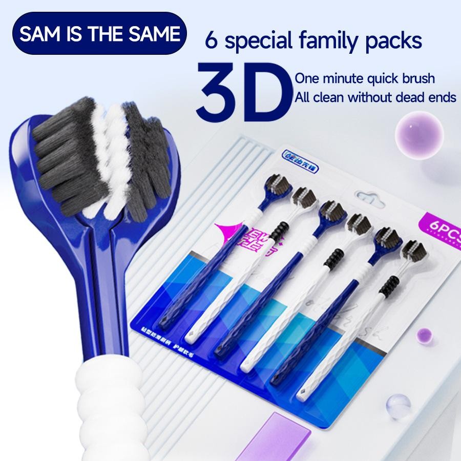 3D U-Shaped Soft Manual Toothbrush 6pcs for Adults Men Women Deep Cleaning