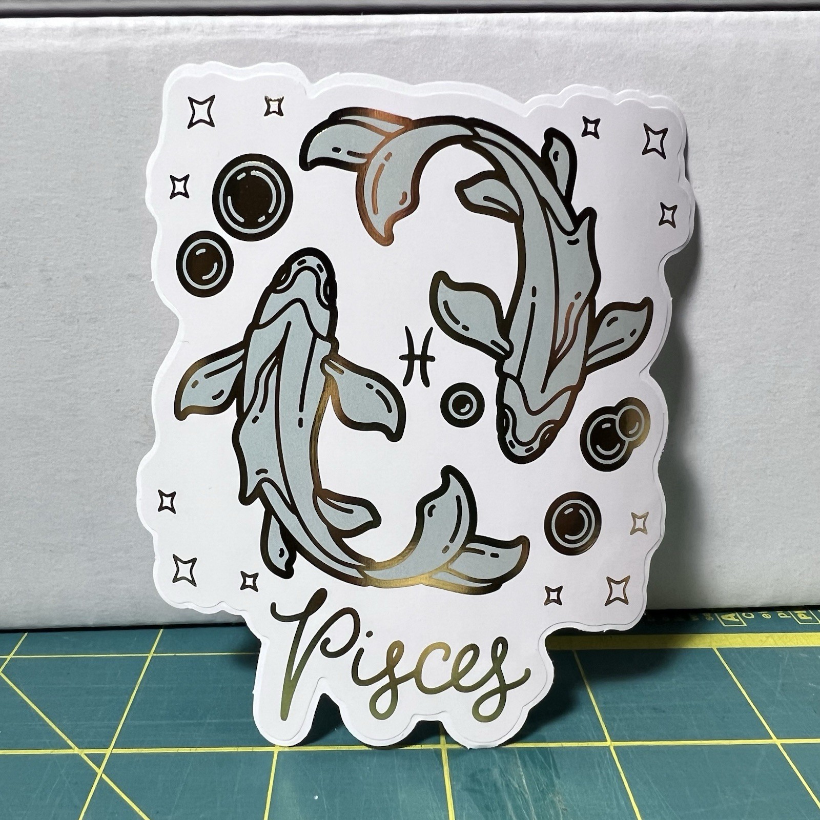 Pisces Vinyl Diecut Sticker UV Fade Resistant Dishwasher Safe 3.5” X 3.5”