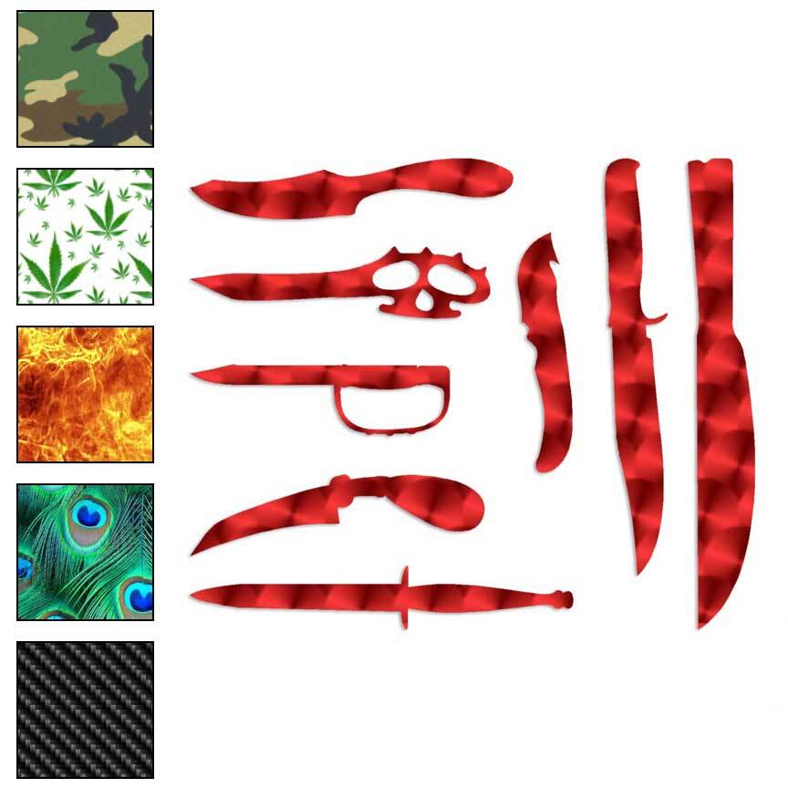 Set of 8 Knives Daggers, Vinyl Decal Sticker, 40 Patterns & 3 Sizes, #3368