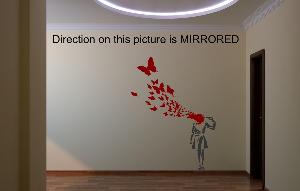 Banksy Wall Sticker Suicide Butterfly Girl Butterflies Decal Decor Vinyl