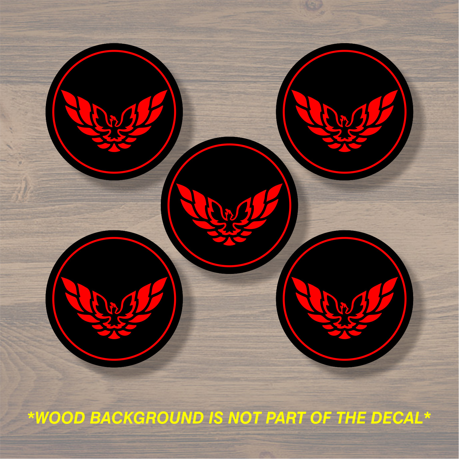Pontiac Trans Am Firebird Wheel Center Cap Overlay x5, Vinyl Decal Sticker