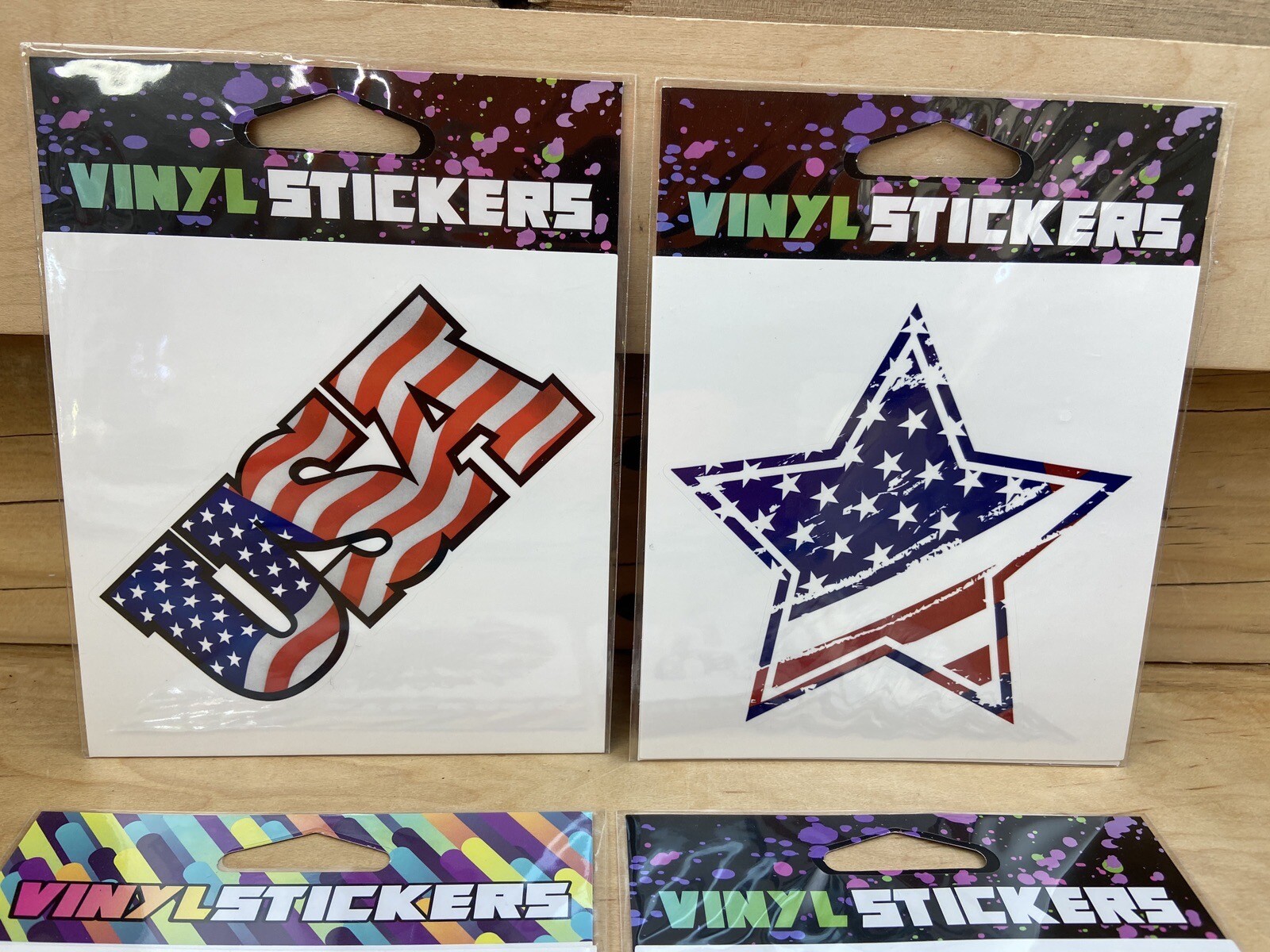 Vinyl Stickers SRP Companies USA Stars & Stripes Repositionable Lot of 4