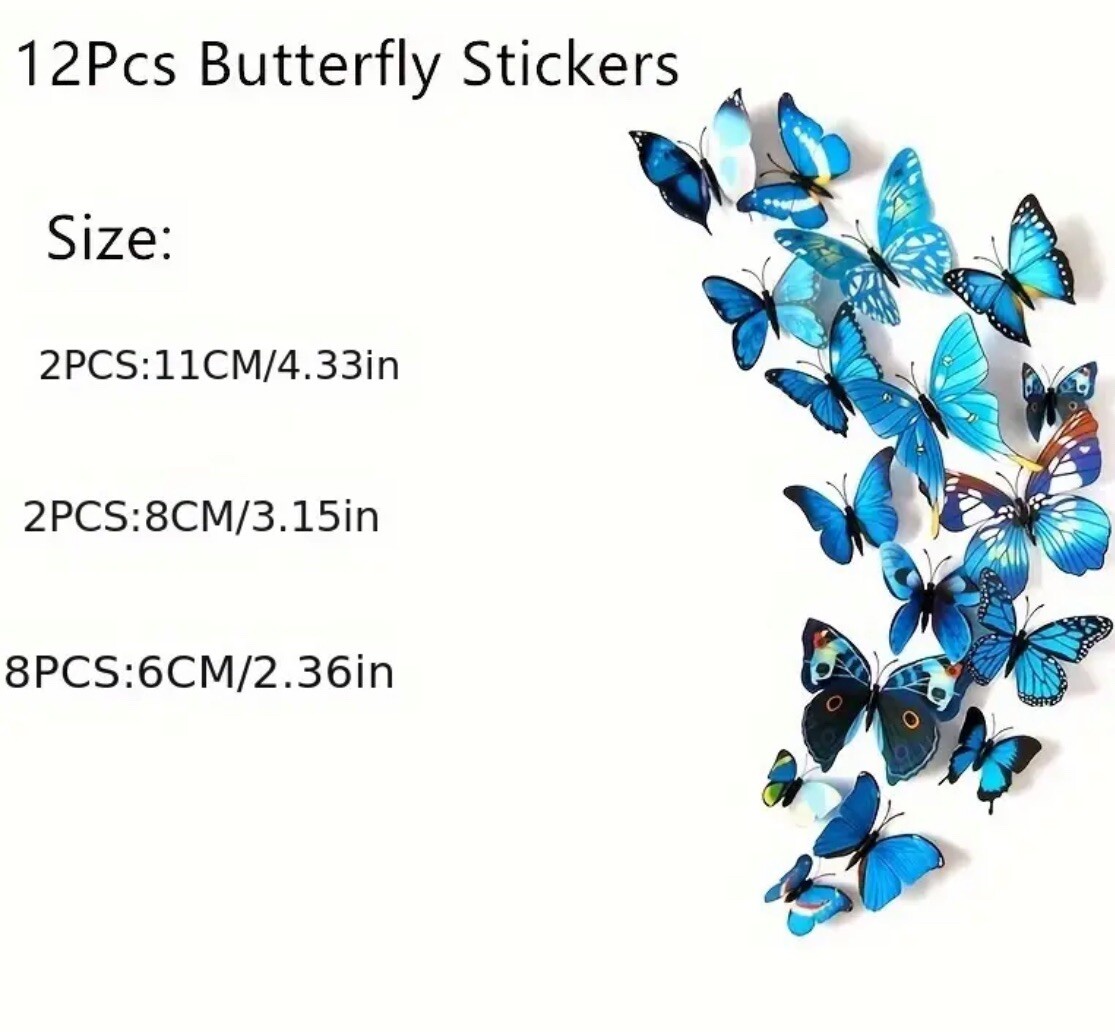 12 PCS 3D Butterfly Wall Stickers Decor Art Decorations,Butterfly Wall