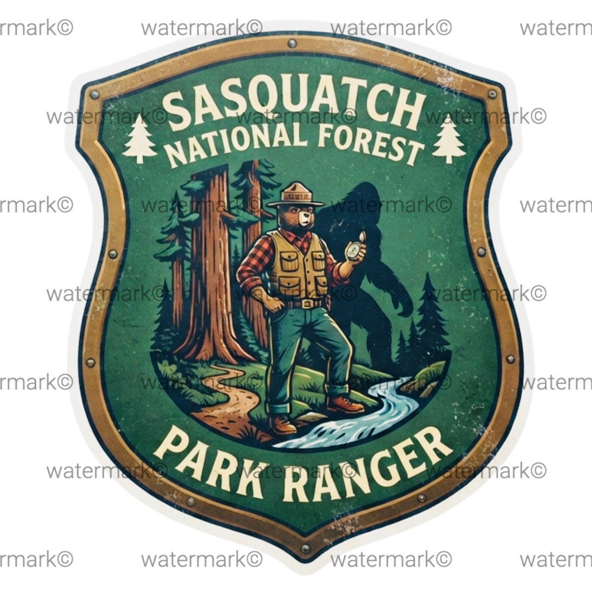 Bigfoot Sticker Waterproof Sasquatch Decal National Forest Park Ranger Sticker