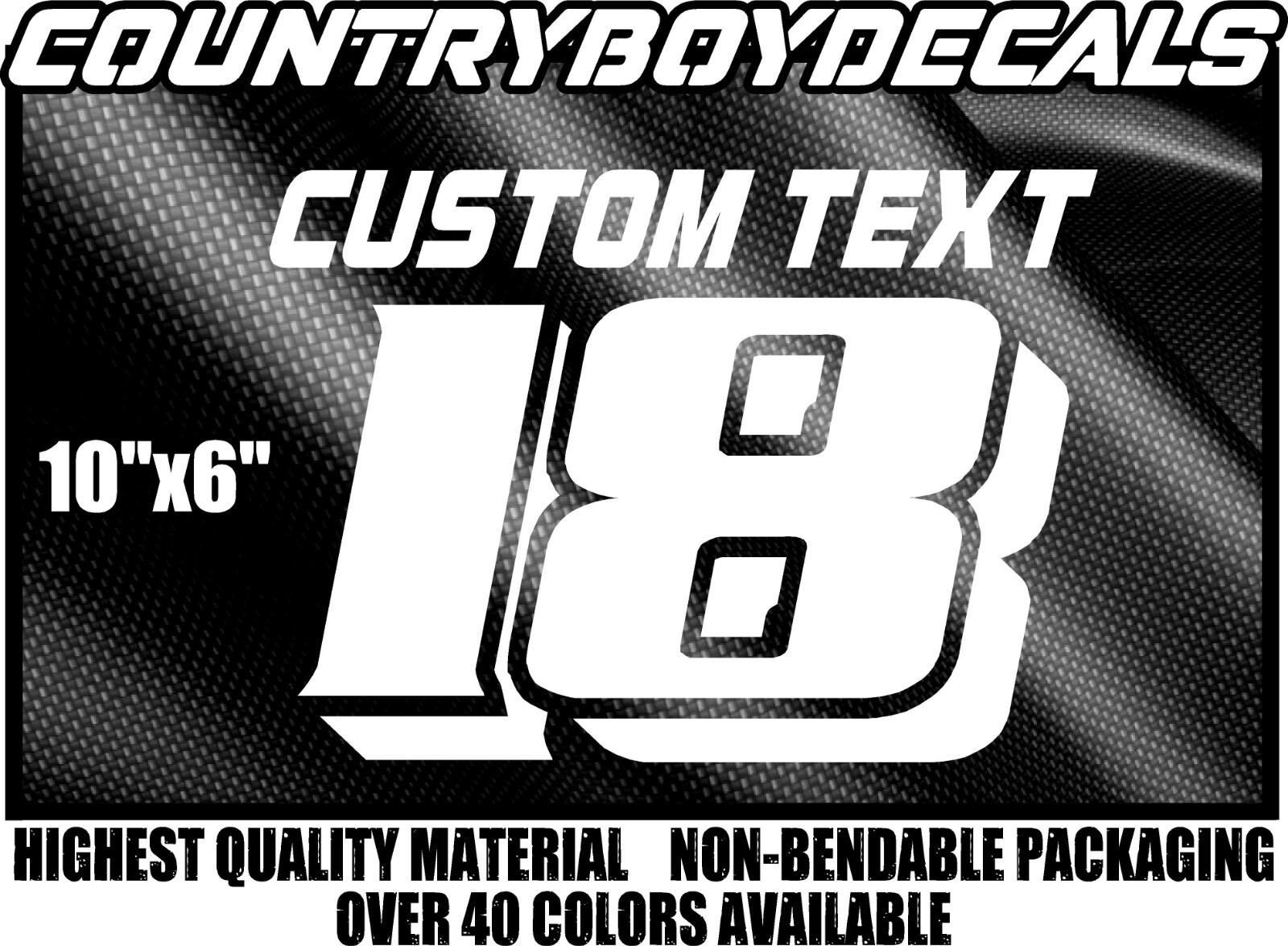 CUSTOM TEXT and CUSTOM NUMBER 6" Height Vinyl Decal Race Derby Car Truck Name