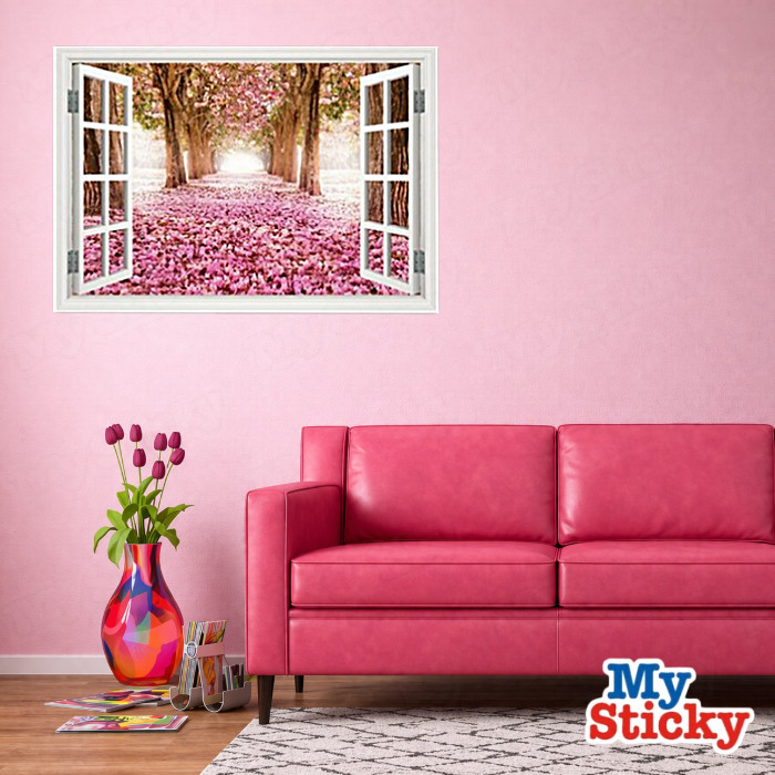 MySticky 3D Landscapes and Nature Fake Window Frame Wall Decal | Room Decor