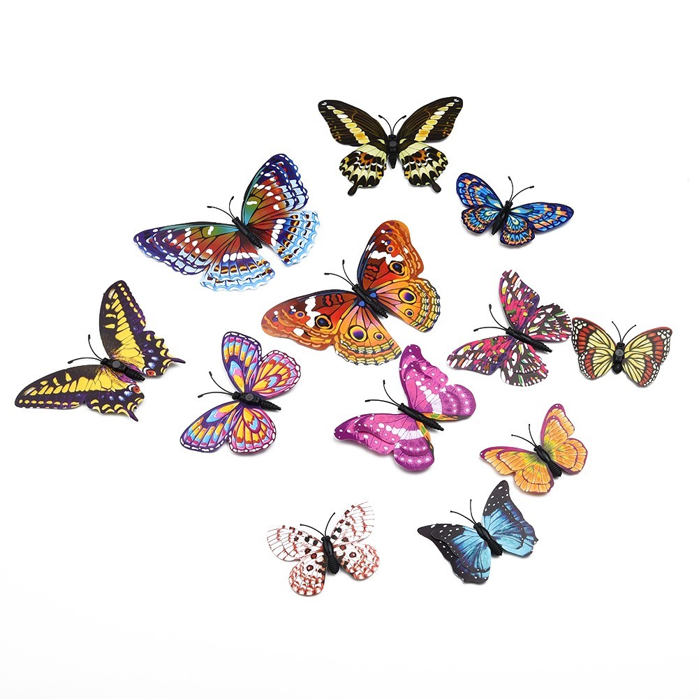12Pcs – 3D/Luminous Butterfly Wall Stickers Double Layer Decals Home Art/ Decor