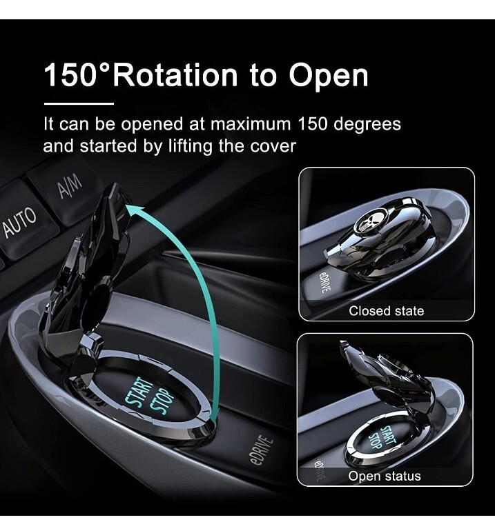 Miytsya 1 PC Car One Touch Start Stop Button Cover Sticker, 0.9In Lead Alloy Pla
