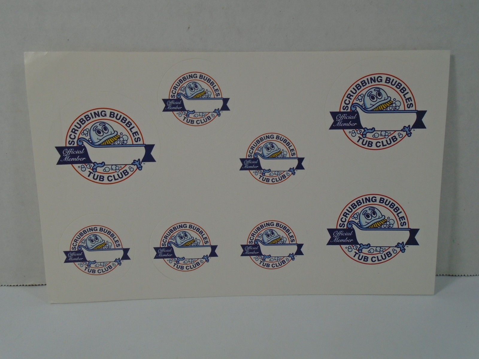 SCRUBBING BUBBLES TUB CLUB OFFICIAL MEMBER STICKER SHEET (NEW)