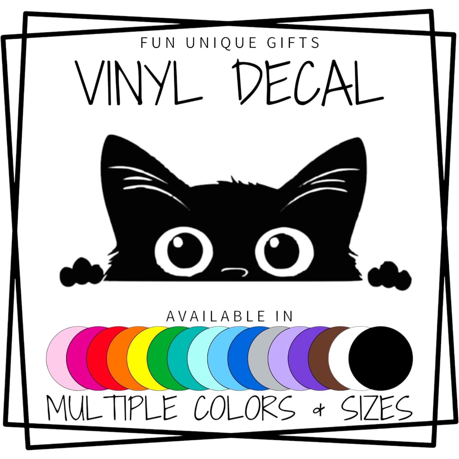 Peeking Cat Vinyl Decal Sticker -Multiple Sizes & Colors- FAST FREE SHIPPING!