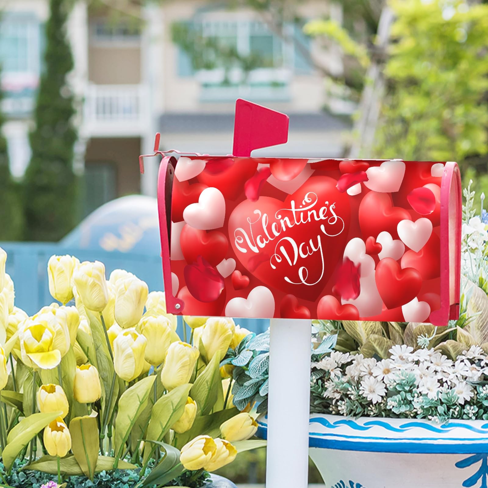 Anyako Valentine's Day Mailbox Covers Magnetic Standard 21×18 inch, Red Heart