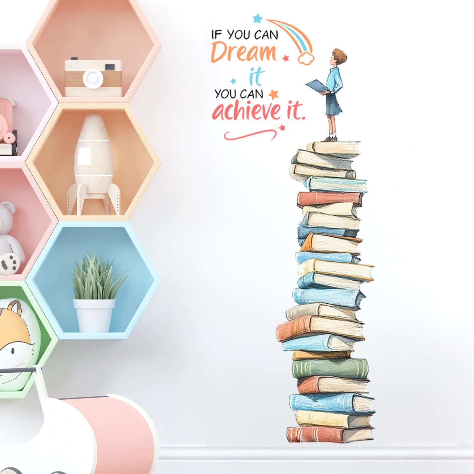 Books Educational Quote Wall Stickers,Removable Wall Decals Peel and Stick fo…