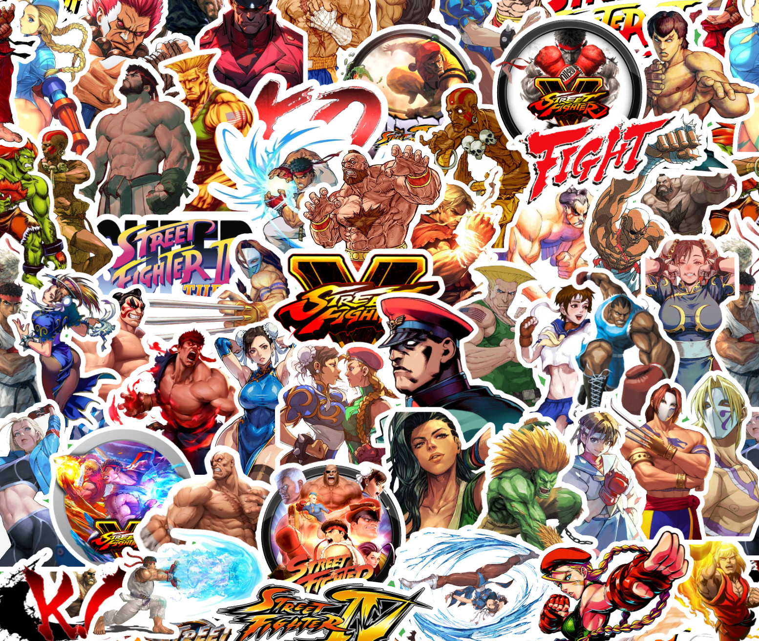 25/50 Street Fighter Sticker Pack – Waterproof Vinyl – Cammie Chun-Li Ryu Vega