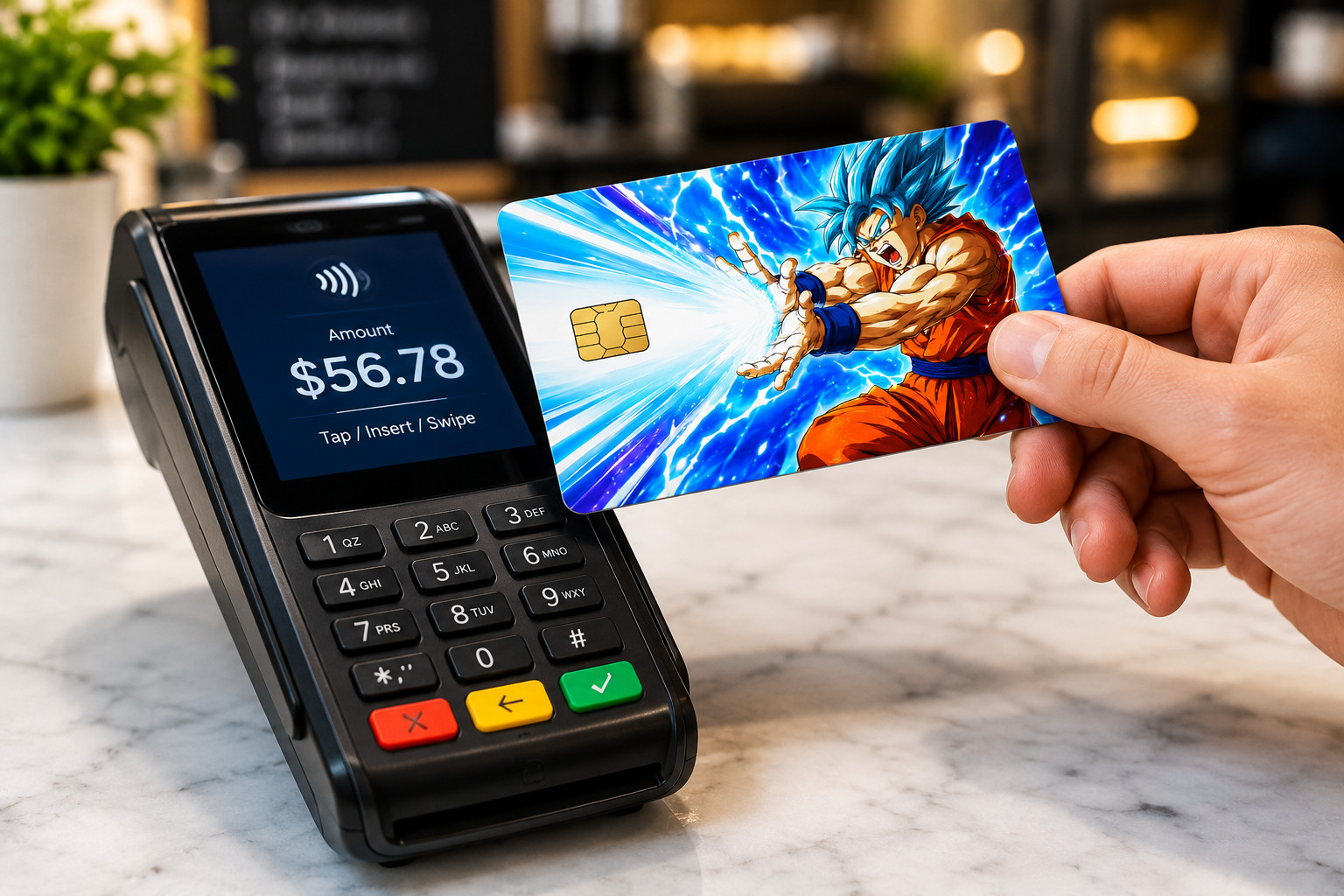 Anime Energy Wave Blue Warrior Debit Card Credit Card Skin Vinyl Sticker