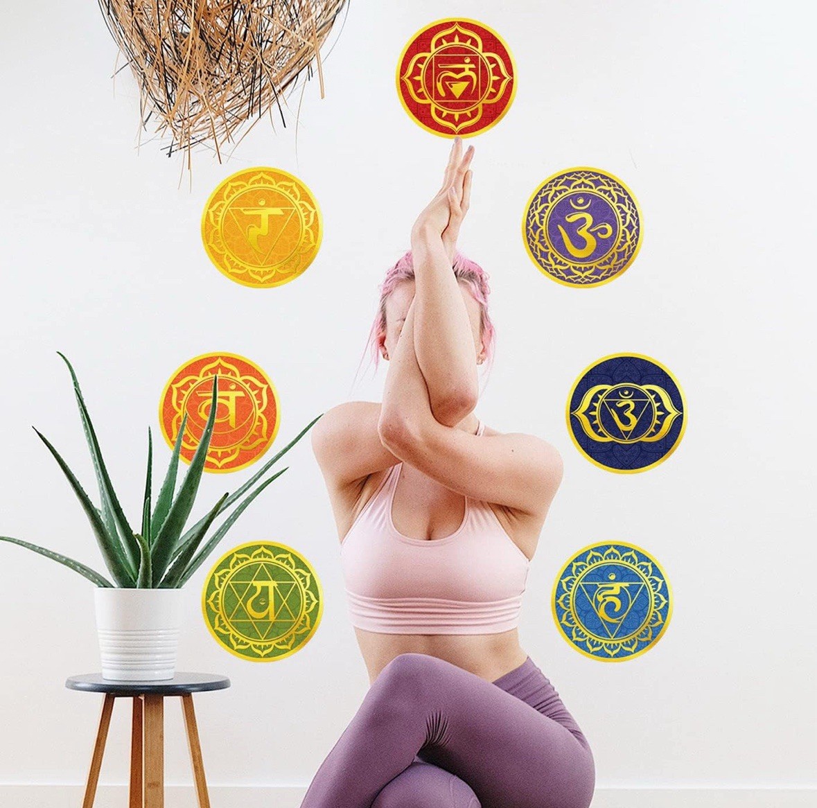 Maydahui 7 Sheets Chakra Wall Stickers Yoga Zen Meditation Room Wall Decals