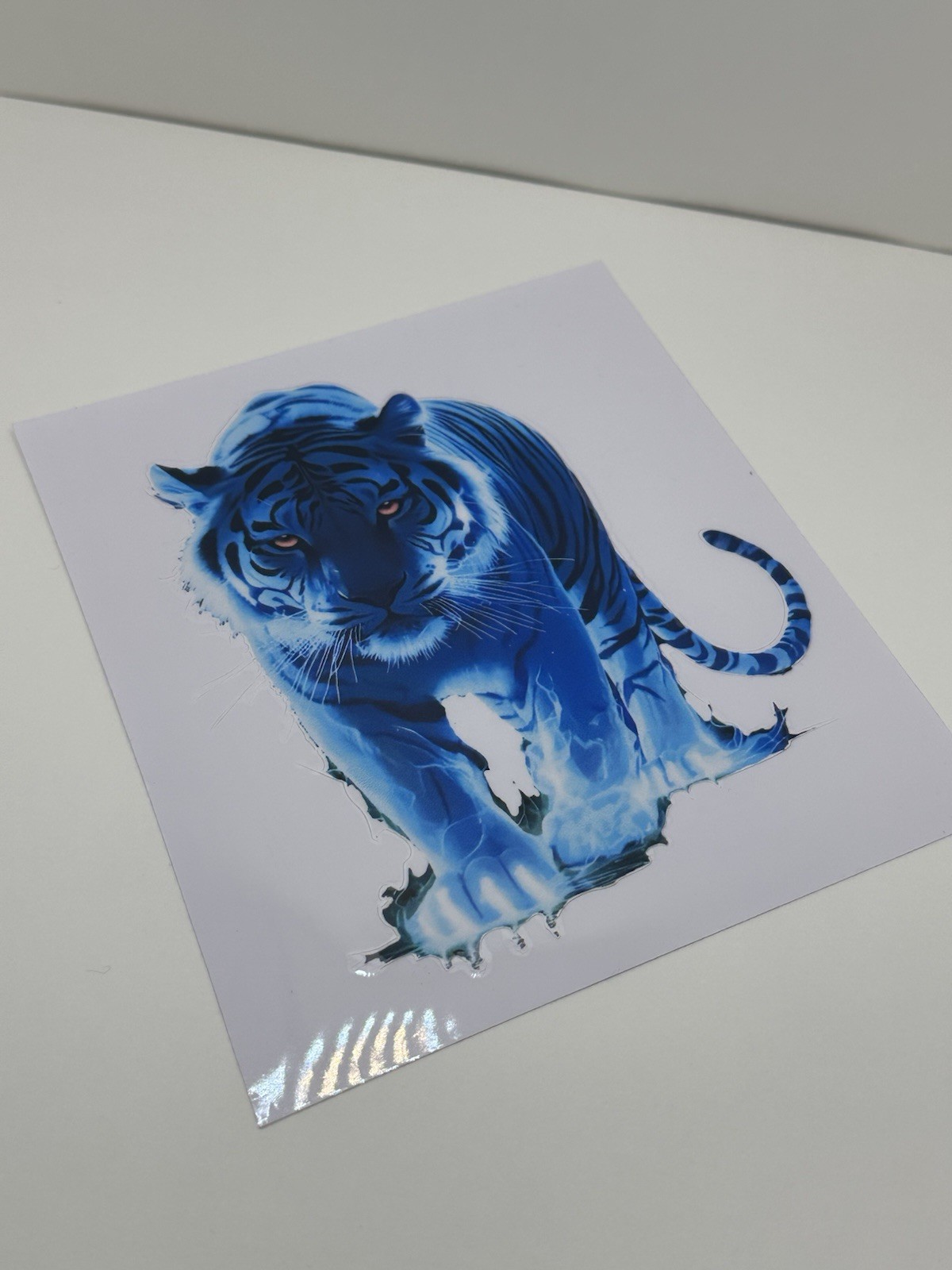 LED NEON BLUE TIGER CAT FELINE 5.5” INCH VINYL STICKER DECAL 1PC