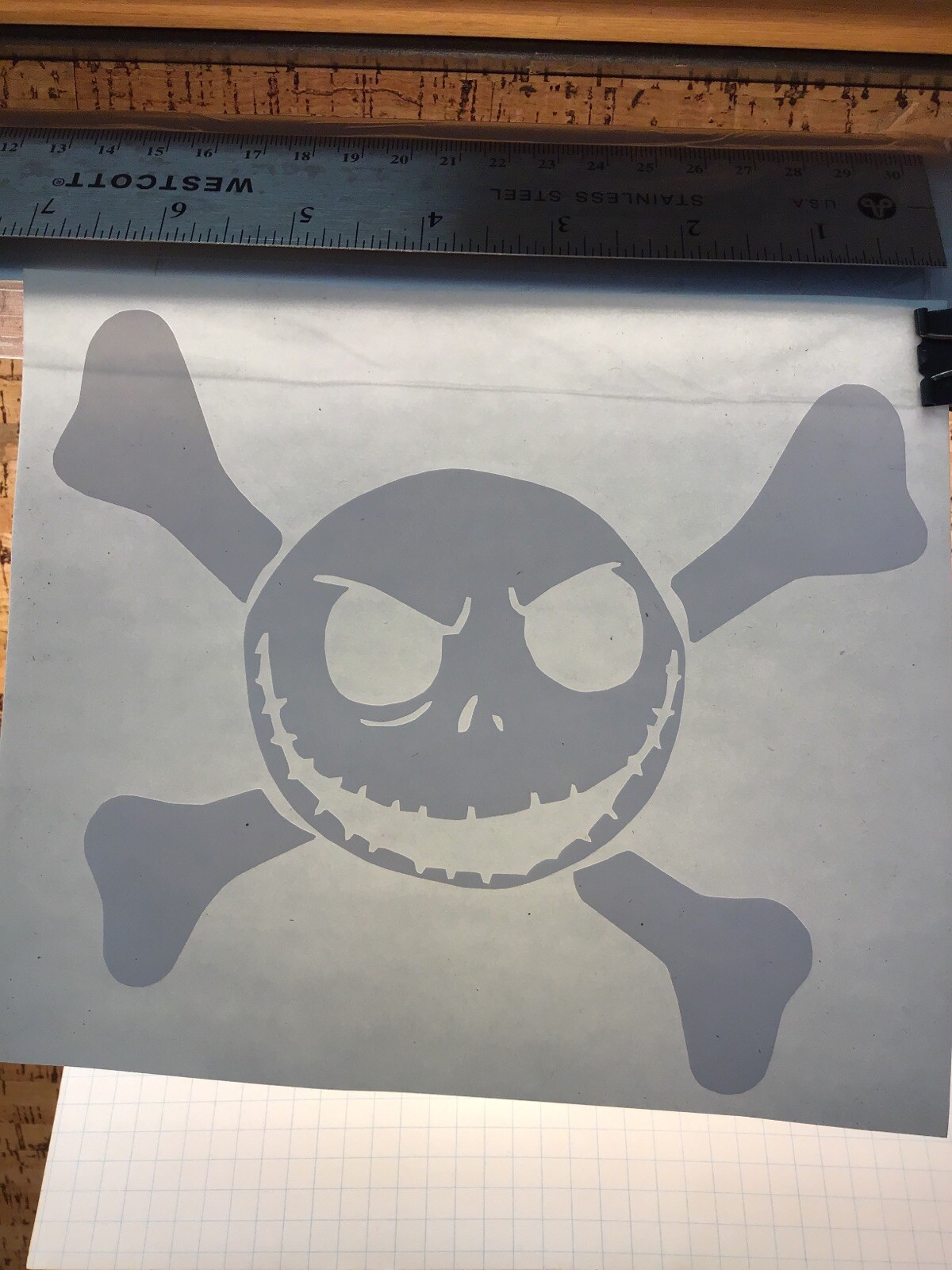 Jack Skellington Crossbones BIG – WHITE – Vinyl Sticker Decal – MM4.3.907