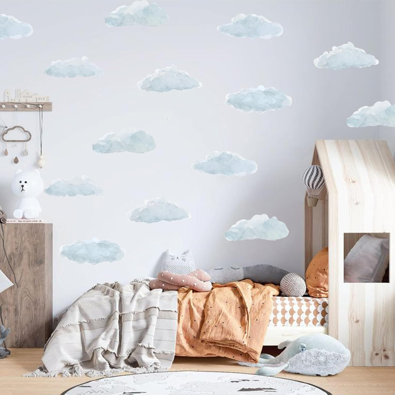 Cloud Wall Decals – Blue Wallpaper, Removable Living Room Nursery Boys Girls Bed