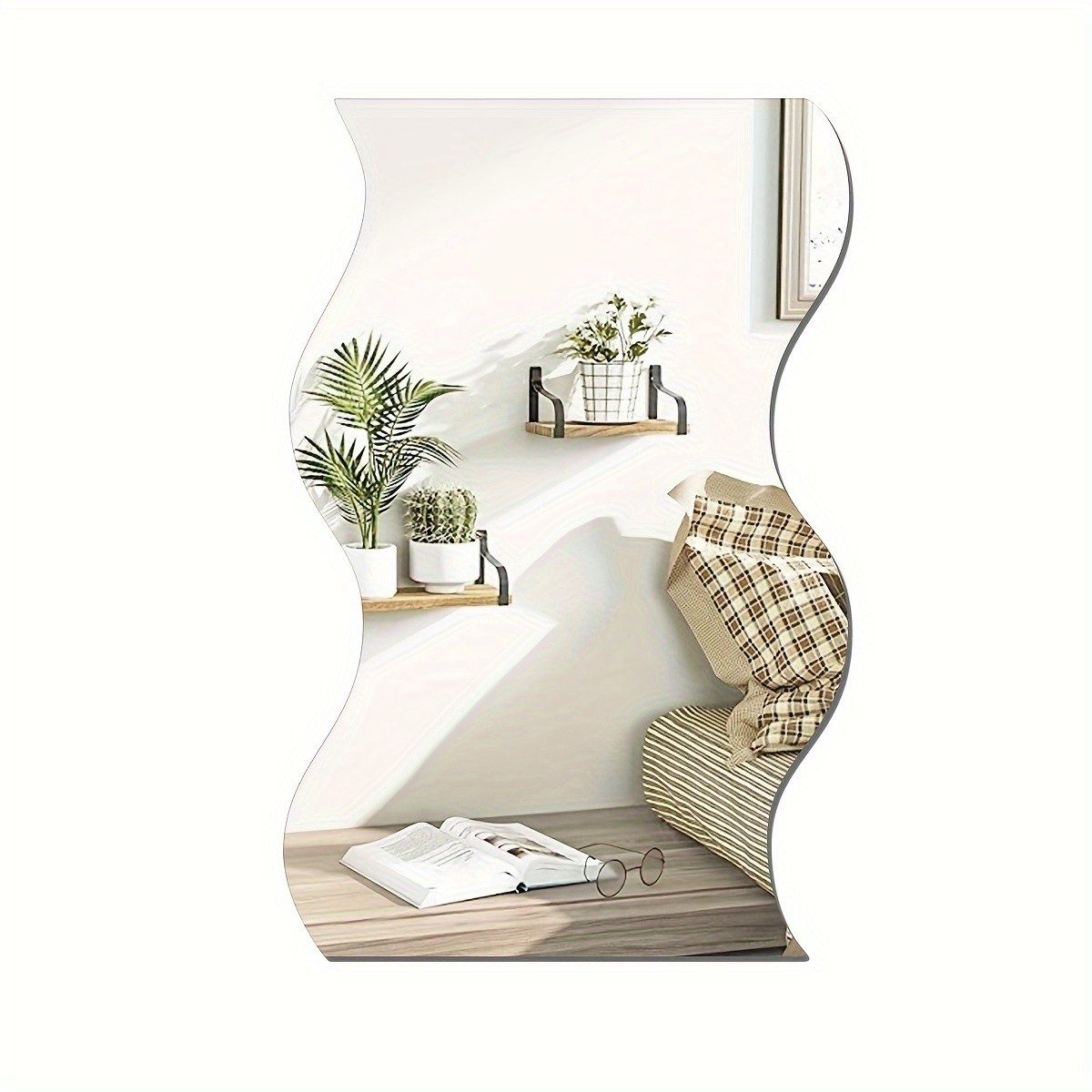 Wavy Irregular Acrylic Mirror Wall Sticker 2mm Self Adhesive Living Room Wall
