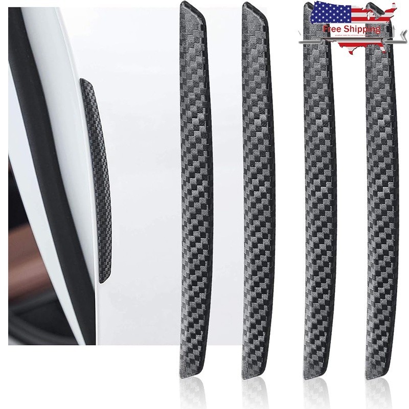 Universal Carbon Fiber Car Door Anti-Collision Strip Scratch Protector 4-Pack US