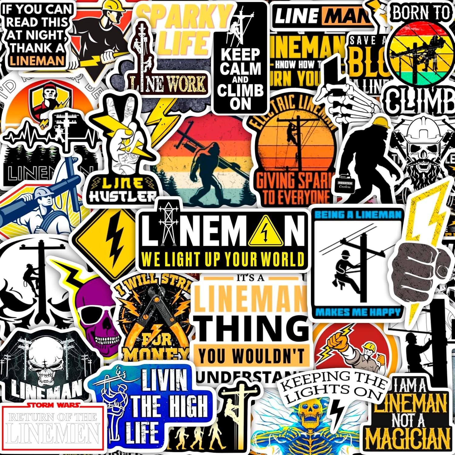 100 Pcs Lineman Stickers for Hard Hats – Durable Construction Decals