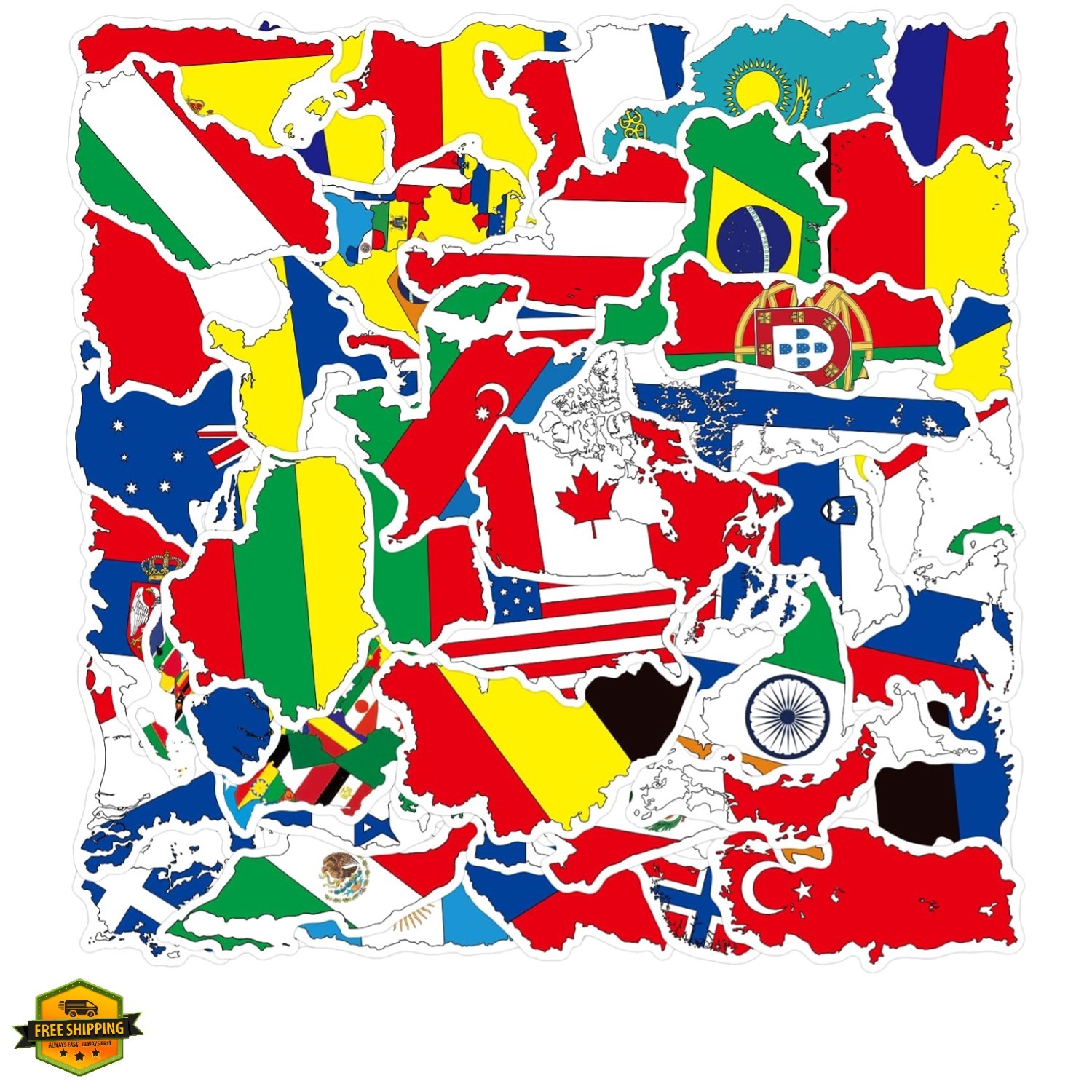 100 Pcs World Flag Stickers for Water Bottle, Waterproof Country Flag Sticker…