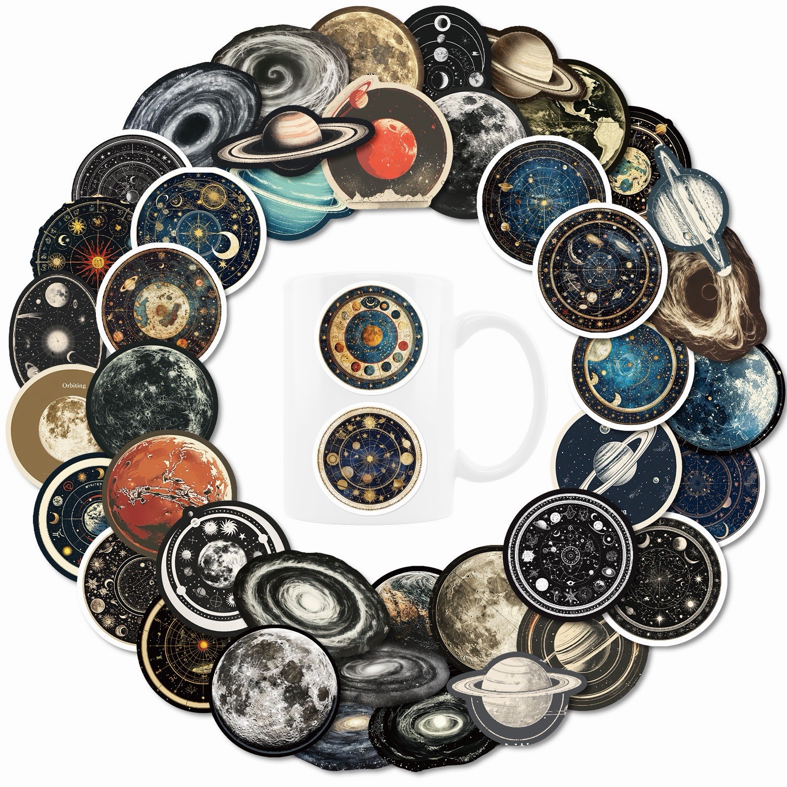 Space Solar System Stickers Space Planets Mixed Celestial Mix 50 Pack