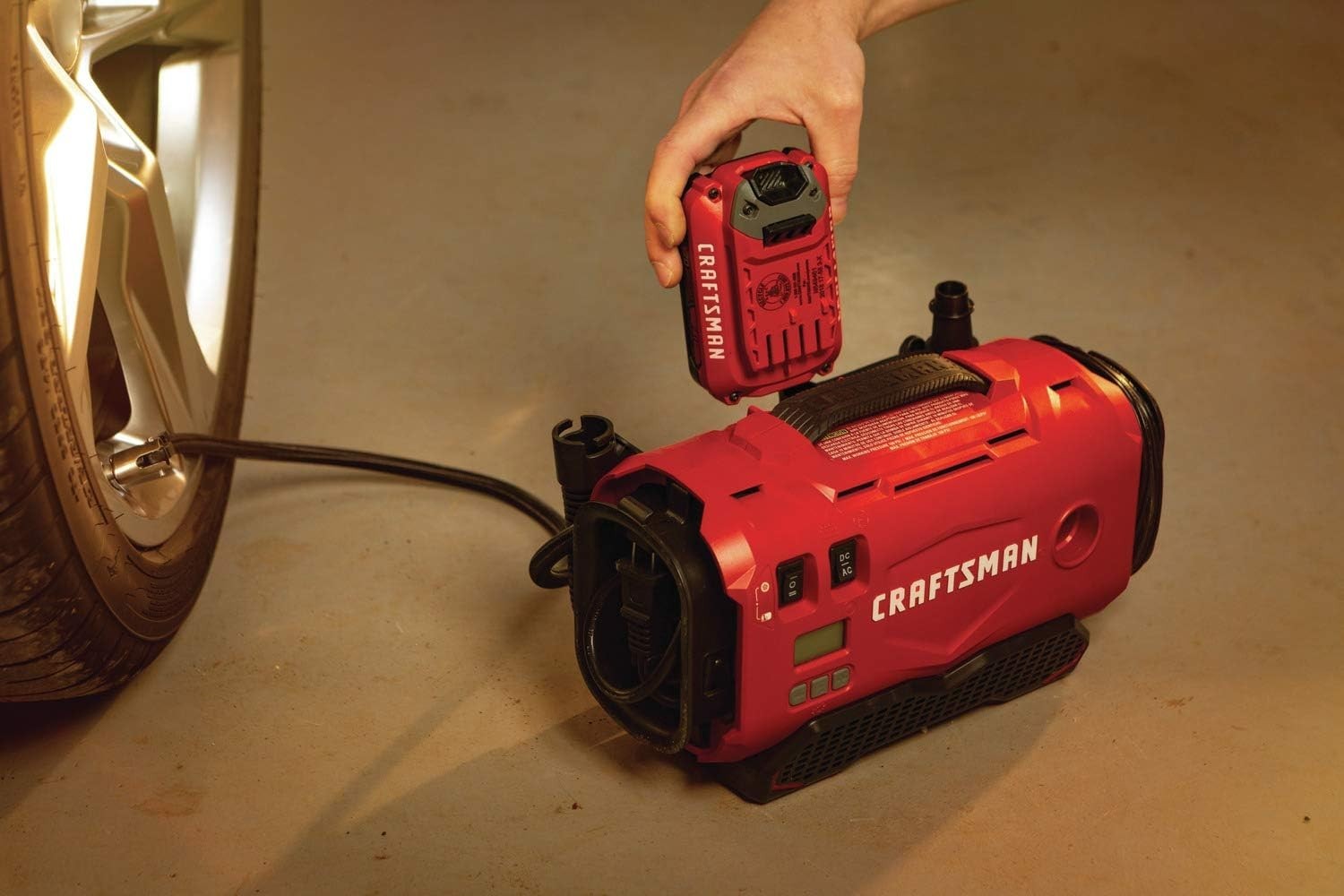 V20 Tire Inflator Portable Air Compressor, Car Air Pump, 3 Modes Tire Pump: Cor