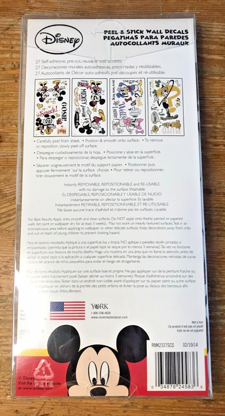 Disney Wall Graphics Mickey Minnie Mouse Goofy Kids Room Decals New Sticker Set