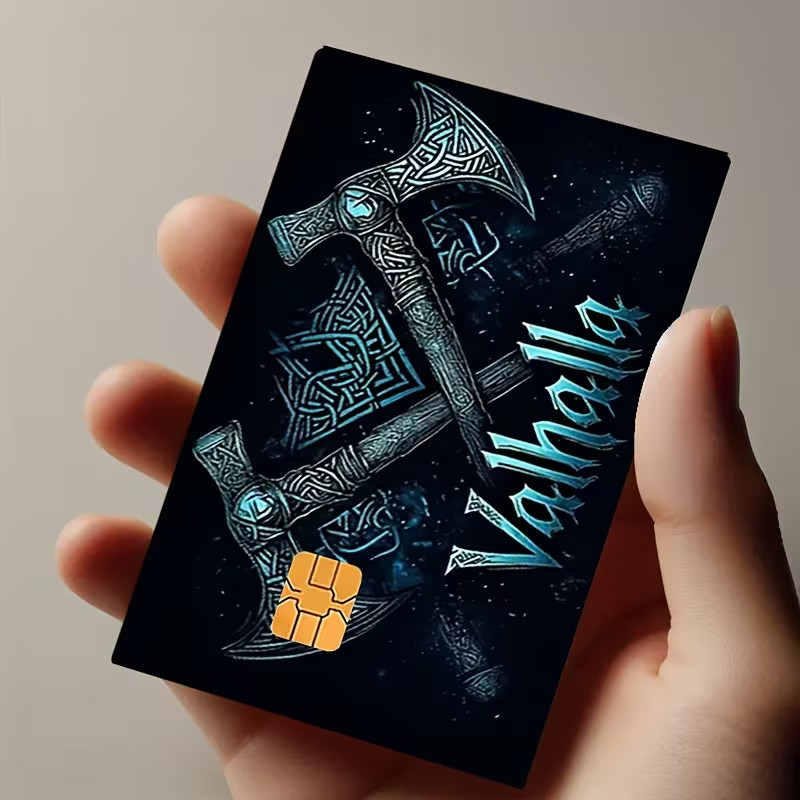 Valhalla Two Axes Credit Card Skin Sticker | Norse Viking Mystic Card Cover