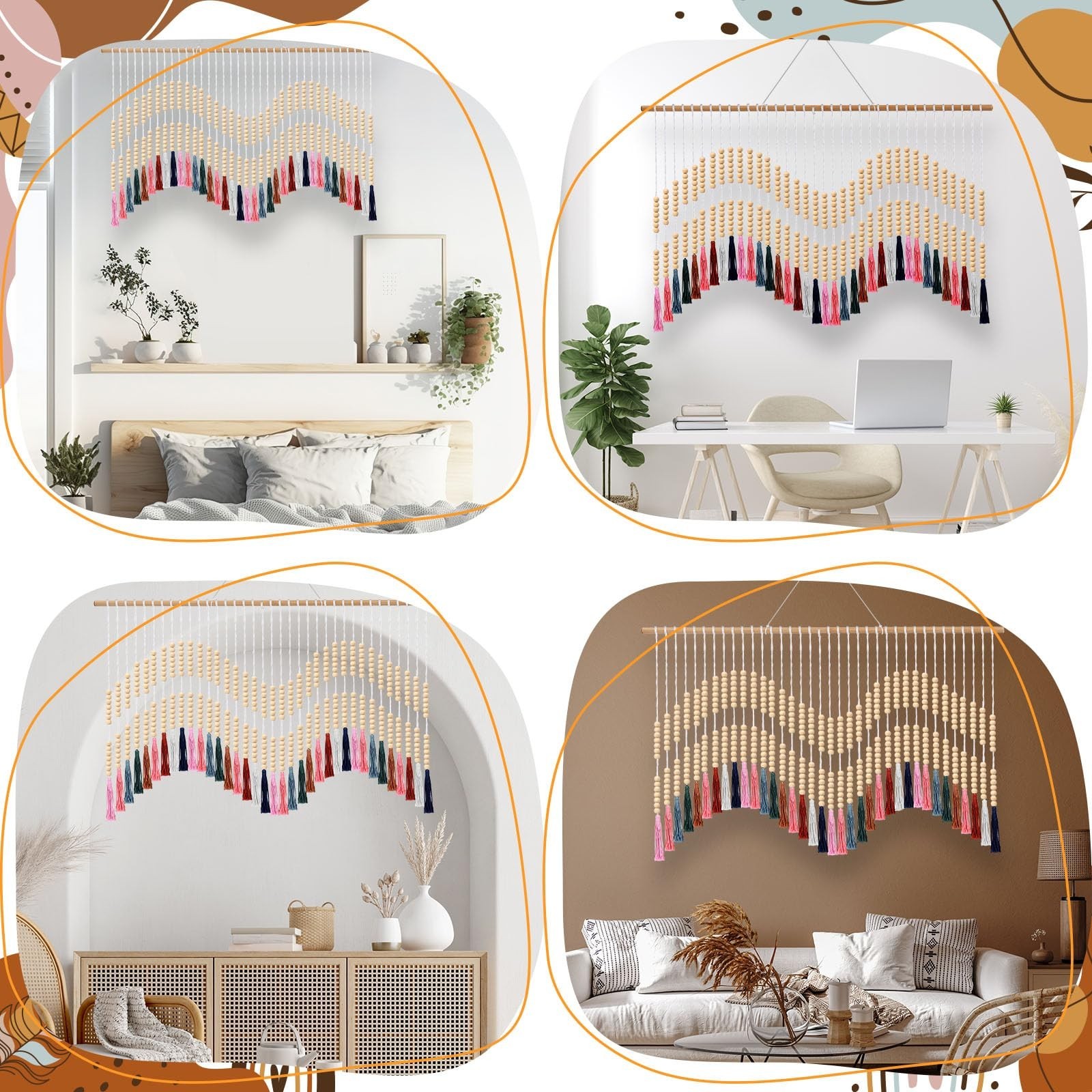 Tiamon Boho Wall Decor – 59" W x 42" L Macrame Wall Hanging Large Tapestry …