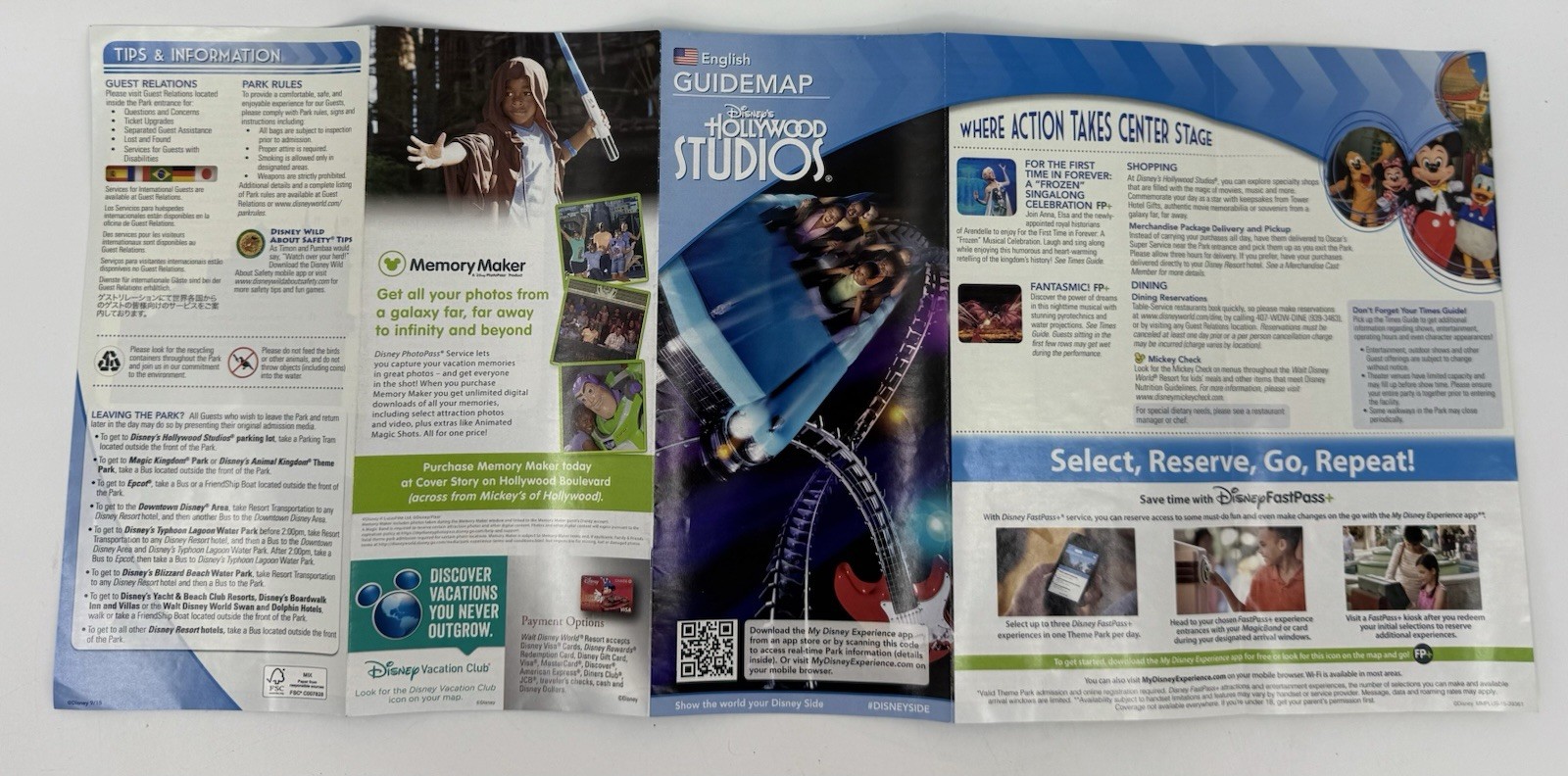 Walt Disney World Hollywood Studios Fall 2015 Park Guide Map Aerosmith Coaster