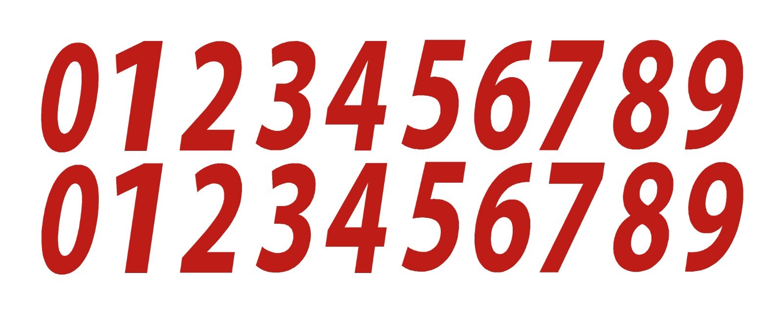 0-9 Reflective Numbers Red Sticker Vinyl Decal pick 1"-12" Set Of 20 (RV1-2)
