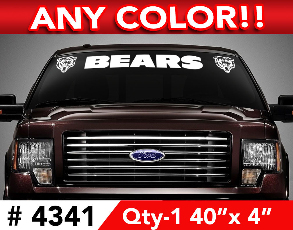 CHICAGO BEARS "HEAD" WINDSHIELD DECAL STICKER 40"x4"" ANY 1 COLOR